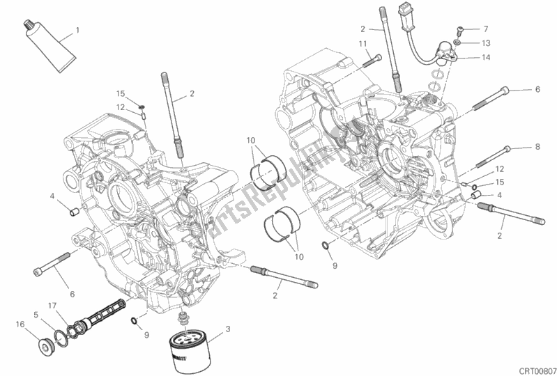 All parts for the 10a - Half-crankcases Pair of the Ducati Multistrada 950 S SW Brasil 2020